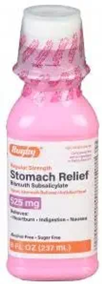 Rugby Regular Strength Upset Stomach Reliever/Antidiarrheal Bismuth Subsalicylate 525 mg - 8 Fl Oz - Relief for Heartburn, Indigestion, Nausea