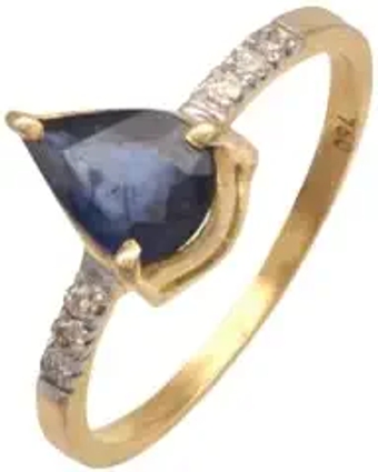Teardrop Shape Natural Blue Sapphire Ring For Women In 14k Solid Gold Ring Stone Size 5x7 MM Stone Weight 0.65 CTW Diamnond Size 1.4 MM Diamond Weight 0.01 CTW