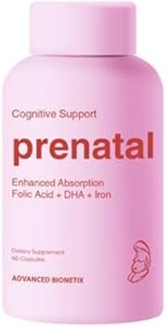 Bio-Available Prenatal Vitamins for Women, Natural Methylated Folate Folic Acid, DHA Omega 3. Multivitamin Pre, During & Post Pregnancy