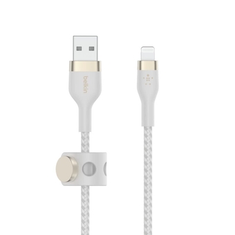 BoostCharge Pro Flex Braided USB Type A to Lightning Cable (1M/3.3FT), MFi Certified Charging Cable for iPhone 14, 13, 12, 11, Pro, Max, Mini, SE, iPad - White