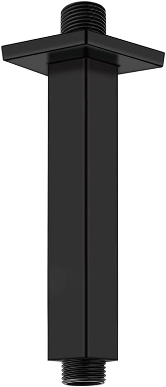 Square Shower Arm with Flange, 8 Inch Ceiling Mount Shower Arm 1/2 NPT Shower Head Extension Arm for Rainfall Shower Head, Matte Black