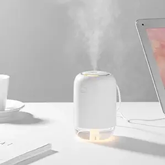 Mini Humidifier for Bedroom, Office, Car; Portable Small Cool Mist Humidifier; Super Quite USB desktop with Night Light for Bedroom.