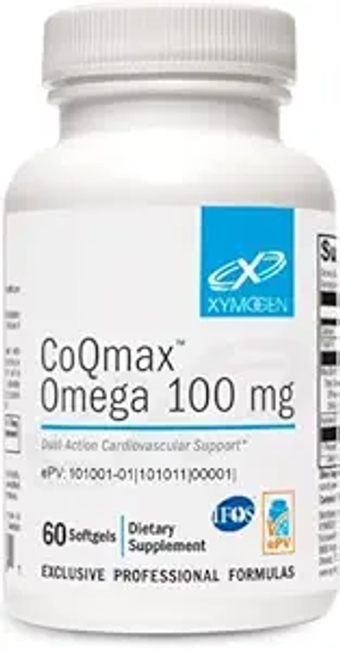 CoQmax Omega 100 mg - CoQ10 + Fish Oil Omega 3 Supplement - Dual-Action Heart Health Support - Coenzyme q10 + Specialized Fish Oil for 3X Greater Absorption of EPA DHA (60 Softgels)
