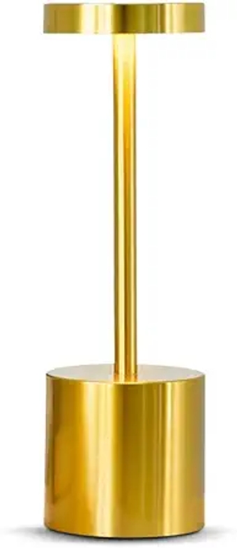 Cordless Table Lamps - Golden Wireless LED Table Light with 3 Color Stepless Dimming by Touch - Chic Indoor and Outdoor Table Lamp with Stylish Rounded Design for Home, Restaurant and More - Gold