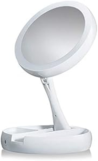 Lighted Makeup Mirror,Double Sided 10X Magnifying Mirror,Vanity Mirror with Lights,Smart Design with Brightness$Angle&Height Adjustability,Folding Compact Mirror,LED Mirror for Travel