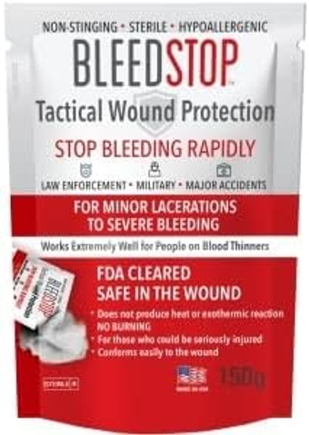 First Aid Powder for Blood Clotting, Trauma Kit, Blood Thinner Patients, Camping Safety, and Survival Equipment for Moderate to Severe Bleeding Wounds or Nosebleeds 150 Gram