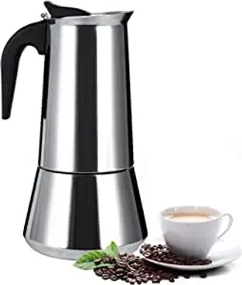 Stainless Steel Stovetop Expresso Maker Moka Pot for Rich Espresso 9 Cups 450ML Cuban/Italian/Greca Coffee Maker, Ideal for Home, Office & Outdoors