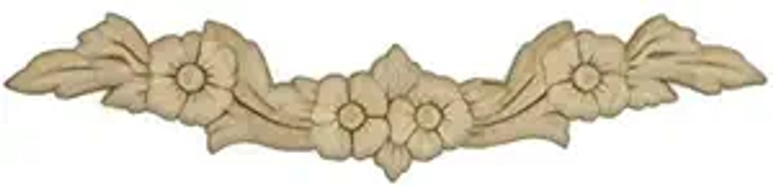 UNIQANTIQ HARDWARE SUPPLY Flowers Birch Wood Applique - 9-3/4" x 2-1/4" - Onlay Antique & Modern Furniture Doors, Walls Carved Ornamental Decor | G10-4915