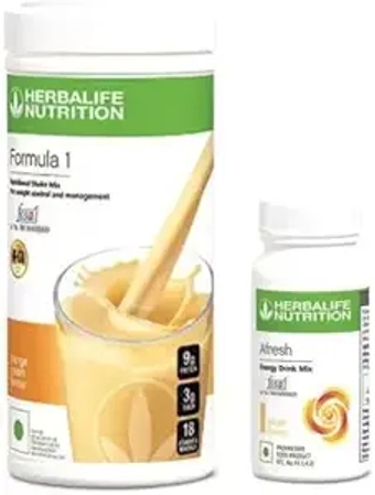 Formula 1 Shakemate Shake Mate Afresh Energy Drink Protein Powder Vannila Shake Mango Shake Weight Loss Combo Pack Mix Pack of 2 Energy Drink (600 g, Orange & Ginger)