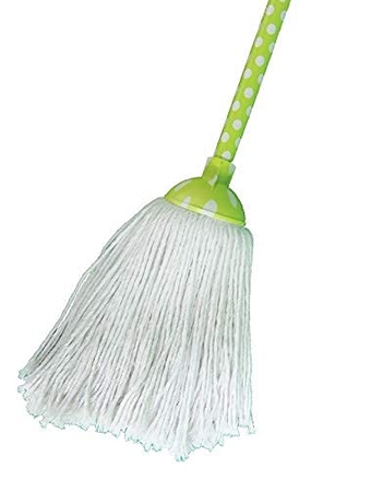 String Mop Cotton Mop for Hardwood Floor Cleaning Self Wringing Mop for Home, Kitchen, Bath, Office Cleaning, Green and White Easy Lightweight Fancy Mops