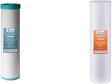 Whole House Water Filter Cartridge, Iron & Manganese Reducing Water Filter Whole House, 4.5" x 20" & FP25B High Capacity 20” x 4.5” Water Replacement Cartridge Fine Sediment Filter, 5 Micron