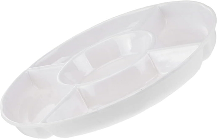 Imitation Porcelain Candy Dish Jewelry Trays 5 Sectional Round Serving Tray Candy Container Decorative Tray Dessert Food Tray Storage Tray Melamine White Food Plate Grid