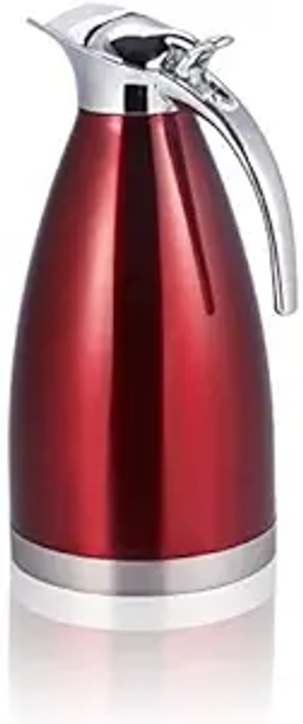 68 Oz Stainless Steel Thermal Carafe, Coffee Tea Pot with Lid,Multifunctional Double Wall Vacuum Insulated Thermo Jug Hot for Home Hotel Restaurant Coffee, 12 Hour Heat Retention(2L-Red)