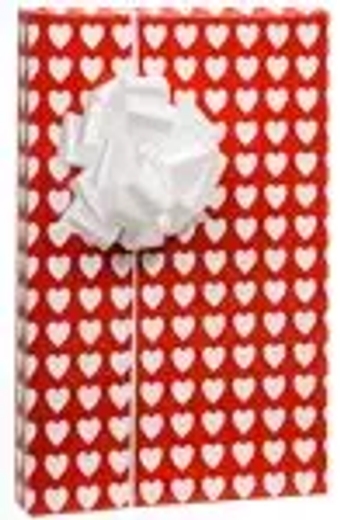 Red Heart Pattern Gift Wrapping Roll 24" X 15' - Valentine's Day Wrapping Paper