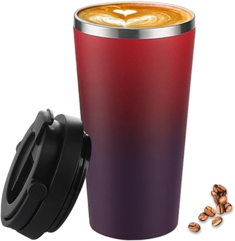 Insulated Coffee Mug with Ceramic Coating, 16oz Iced Coffee Tumbler Cup with Flip Lid and Handle, Double Wall Vacuum Leak-Proof Thermos Mug for Travel Office School Party Camping