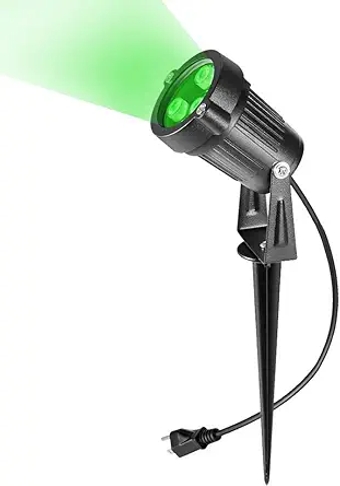3 * 3W LED Lawn Garden Flood Light US Plug Yard Patio Path Spotlight Lamp with Spike Waterproof Green Light AC 85-265V