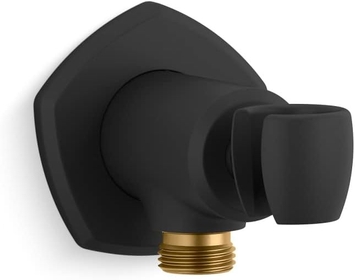 KOHLER 27117-BL Occasion Handheld Showerhead Bracket Holder, Wall-Mount Handshower Holder with Supply Elbow and Check Valve, Matte Black