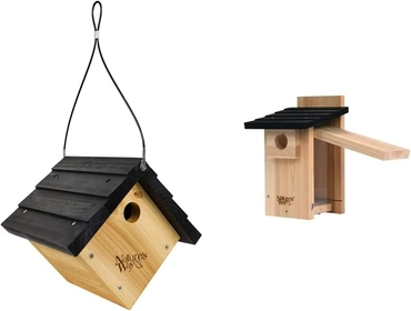 Nature's Way Bird Products CWH1 Cedar Wren House, 8" x 8.875" x 8.125", Standard, Brown & Nature's Way Bird Products CWH4 Cedar Bluebird Viewing House