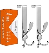 2 Packs Over The Door Hooks, Sturdy Stainless Steel Heavy Duty Door Hanger Hook for Coat Robe Tow...