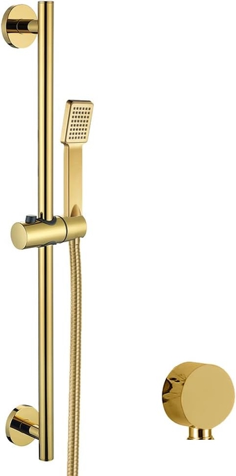 Handheld Shower Gold, Single Function Shower Head for Bathroom, Universal Handheld Shower Head with Stainless Steel Slide Bars