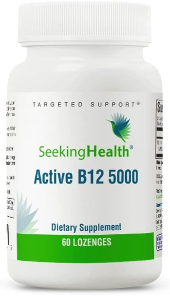 Active B12 5000, 5000 mcg B12 as Adenosylcobalamin and Methylcobalamin, Potent Formula Supports y Metabolism, Methylation, Cognitive , Vegan and Vegetarian (60 lozenges)*