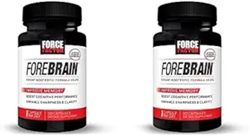 Forebrain Nootropic Brain Supplement to Improve Memory, Boost Focus, Increase Mental Energy, and Support Brain Health with Caffeine, Bacopa, and Huperzine A,  , 30 Capsules (Pack of 2)