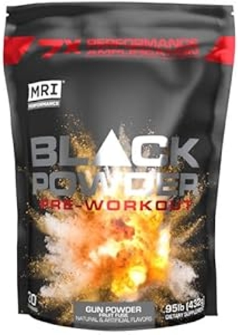 Black Powder Pre-Workout Powder - Explosive Energy & Stamina - Intense Strength and Focus - Build Muscle - Recover Faster – Creatine - 30 Servings (Gun Powder)