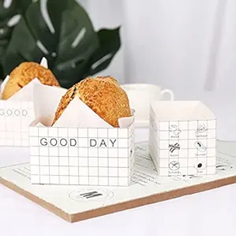 Take Out Food Containers,Sandwich Take Out Boxes (50 Pack)- Toast Holding Bread Tray, Hot Dog Donut Egg Waffle Packaging Box Lunch Box - to Go Containers for Restaurant, Picnic and Party (B)