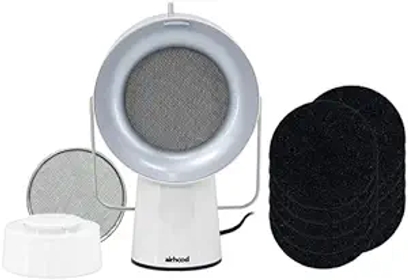 Wired All-in Set | Portable Range Hood Bundle Includes,10 Activated Charcoal Air Filter, 2 Stainless Steel Oil Filter & 1 Base Boost | Portable Exhaust Fan | Countertop Use - Ivory White
