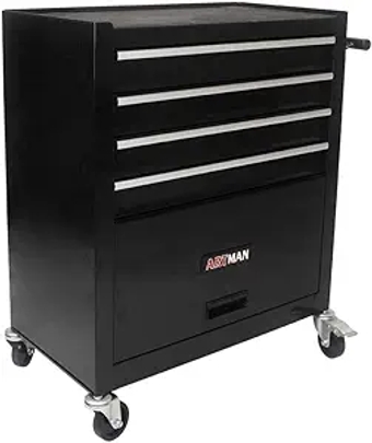 4-Drawer Tool Cart,Rolling Tool Box,Heavy Duty Utility Industrial Service Cart,Load Tool Cabinet,Storage Organizer with Wheels for Mechanic/Warehouse/Garage/Workshop/Repair Shop (Black)
