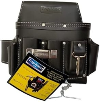 Premium Versatile Tool Bag, Heavy Duty Leather Bag with Multiple Pockets for Electricians, Barbers, Plumber Construction & Factory Workers. Reinforced Seam, Professional Grade