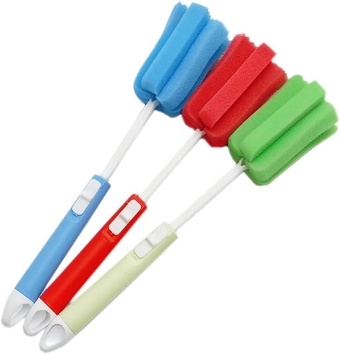 3Pcs Dishwashing Cleaning Bottle Sponge Brush with Adjustable Long Hand Feeding Bottle Cleaner Scrubber for Pot Milk Cup Winebottles Baby Bottles Thermos