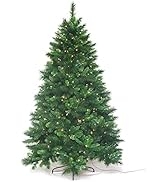6.5' Deluxe Artificial Christmas Tree with Metal Stand and 500 Lights Lifelike Holiday Tree Perfe...