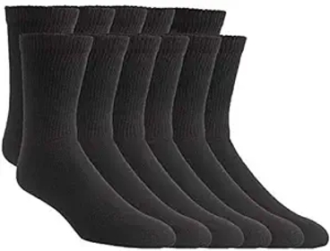 Diabetic Crew Socks – Breathable Cotton Socks – Loose Fitting able Sock – Non Binding Top Design – Improve Foot Circulation – Painful Swollen Feet Relief (Black (12 Pair), 9 to 11)