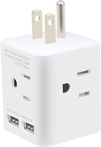 Multi Plug Outlet Extender with 4 Outlets, 2 USB Charger Ports, Protector Power Strip, Wall Tap Power Plug Expander, for Home Office Use, White, US Plug