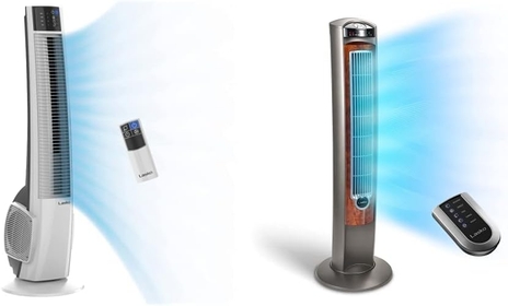 Oscillating Tower Fan, Remote Control, Timer, 4 Quiet Speeds, for Bedroom, Home Office and Kitchen, 38", White, T38400 & Oscillating Tower Fan, 3 Quiet Speeds, 42.5", Silverwood, T42954