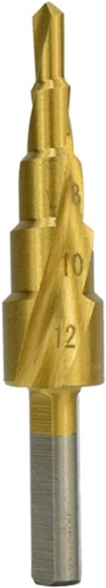 Step Drill bit HSS Step Cone Drill Bit titaniums Coated 4-12/20/32mm Core Drill Bit for Wood Metal Drilling Spiral Grooved Cone Hole Cutter Hole Saw (Color : 4-12mm)