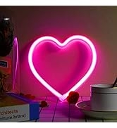 EXF Pink Heart Neon Sign, Battery Operated or USB Powered LED Neon Light for Party, Valentines De...
