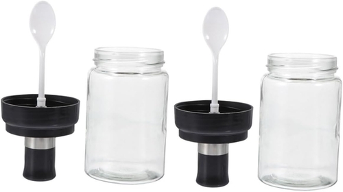 2pcs Condiment Bottle and Style Containers Glass Salt Storage Container Glass Condiment Containers Glass Jar with Seasoning Containers Scoop Silicone Household Rack