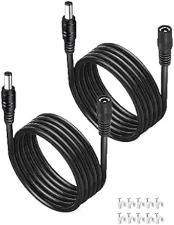 [2-Pack 10FT/3M]  12 Volt 5.5mm*2.1mm Male to Female Plug Extension Cable for Led Strip Lights, IR Illuminator,Security Camera,and 6V 9V 12V 24V 36Volt Supply Adapter Power Cord