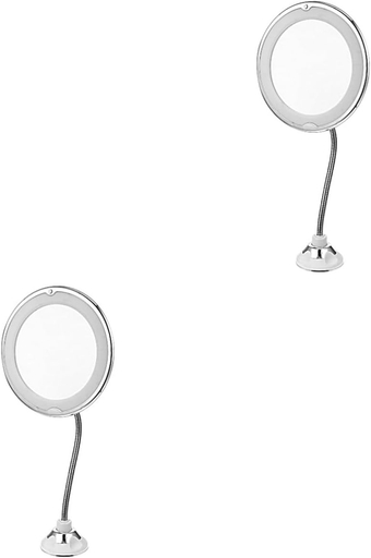 2pcs Led Vanity Mirror Portable Vanity Mirror Lighted Magnifying Makeup Mirror with Suction Cups Bathroom Mirror with Suction Led Mirror Makeup Desk Make up Plastic Desktop Mirror