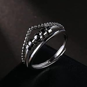 Delicate Crown Fidget Spinner Adjustable Rings for Women Silver Color Vintage Fidget Bead Anti Worry Anxiety Release Stress Jewelry Gifts 299BN