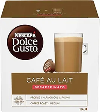 Nestlé  Dolce Gusto Coffee Pods - Decaffeinated Café au Lait Flavor - Choose Quantity (2 Pack (32 Capsules))