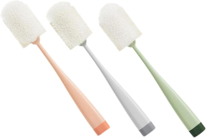 3pcs Sponge Brush with Handle Glass Water Cleaner Brush Cup Washing Brush Milk Bottle Brush Mug Brush Dishwasher Cleaner Cup Cleaning Brush Plastic Baby Water Cup Strong Stickers