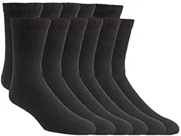 Diabetic Crew Socks – Size 10-13 – Breathable Cotton Socks – Loose Fitting Sock – Non Binding Top Design– Improve Foot Circulation – Painful Swollen Feet Relief (Black, 12 Pairs)