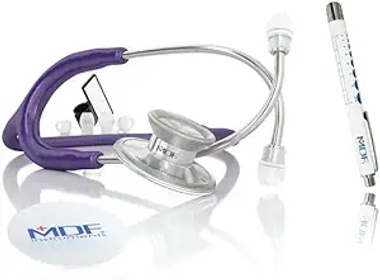 Acoustica Lightweight Stethoscope for Doctors, Nurses, Students +  LUMiNiX Illuminator Medical Professional Diagnostic Penlight