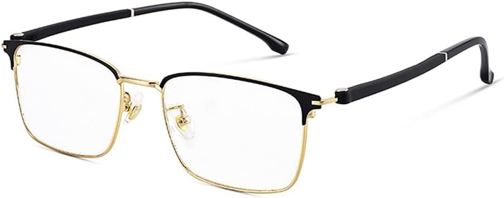 Men's Progressive Multifocal Reading Glasses, Anti-Blue Light Blocking Eye Fatigue High-Definition Resin Lens,Gold,+2.50
