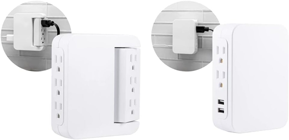 Pro Side-Access Swivel Surge Protector, 6-Outlet Extender, Wall Tap Adapter, 39226 &  Pro 5-Outlet Extender with 2 USB Ports, Surge Protector, 39670