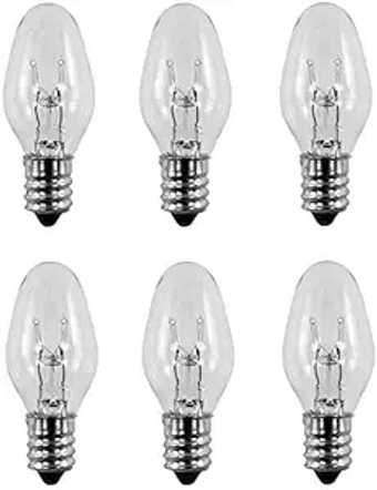 6 Pack 15 W 120 Volts Replacement Bulbs for Scentsy Plug-in Nightlight Wax Warmer Diffuser 15 Watt 120 Volts Screw-in Candelabra Base Light Bulbs