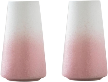2PCS Ceramic Vase, Flower Vase,Decorative Vase for Pampas Grass, Small Vase for Home Living Room Dining Table Farmhouse Bookshelf Office Decor - 3.3" L x 1.97" Calibre x 5.9" H (Pink)